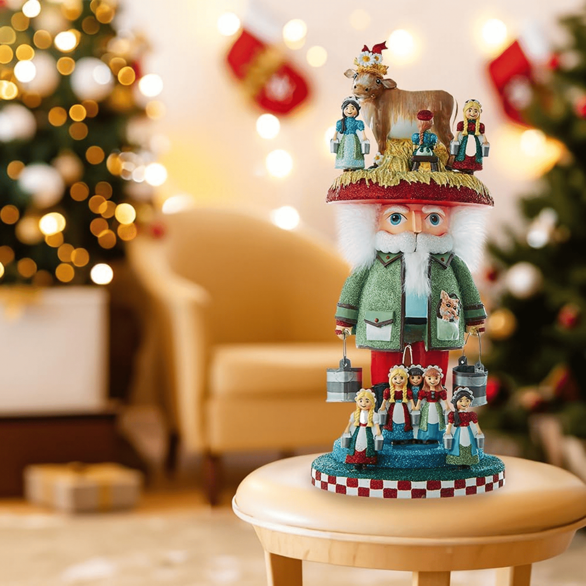 Kurt Adler 16.5" Hollywood Nutcracker – 8 Maids A Milking, 12 Days of Christmas - Tree Treasures