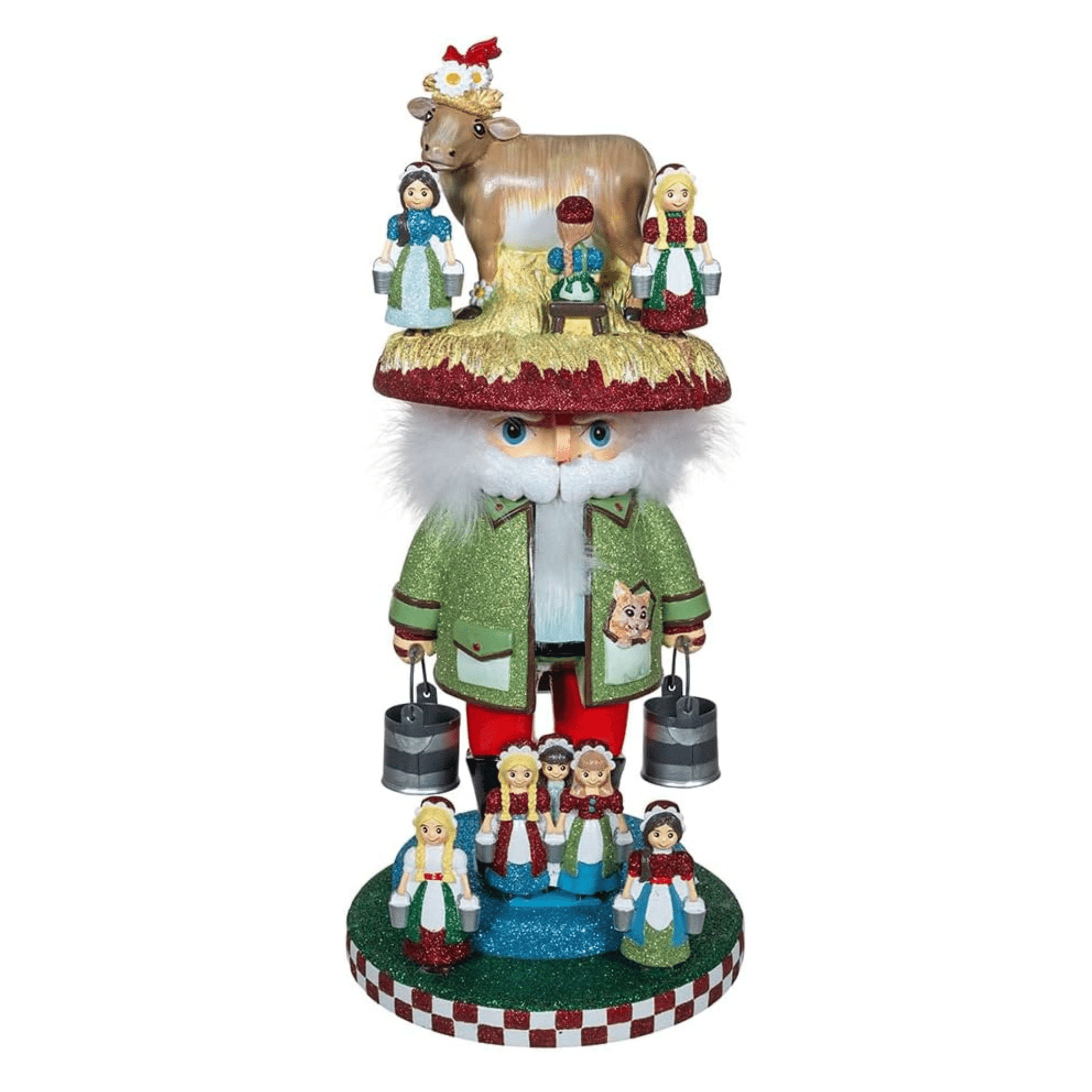 Kurt Adler 16.5" Hollywood Nutcracker – 8 Maids A Milking, 12 Days of Christmas - Tree Treasures