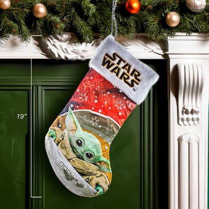KURT ADLER 19" STAR WARS BABY YODA STOCKING WITH CUFF - Tree Treasures