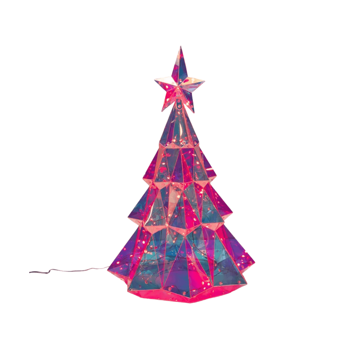 Kurt Adler 20" Pre - Lit Holographic Christmas Tree with Remote – RGB LED Lighted Tabletop Tree with Multifunction Effects, Adapter & Controller – Indoor/Outdoor Holiday Décor - Tree Treasures