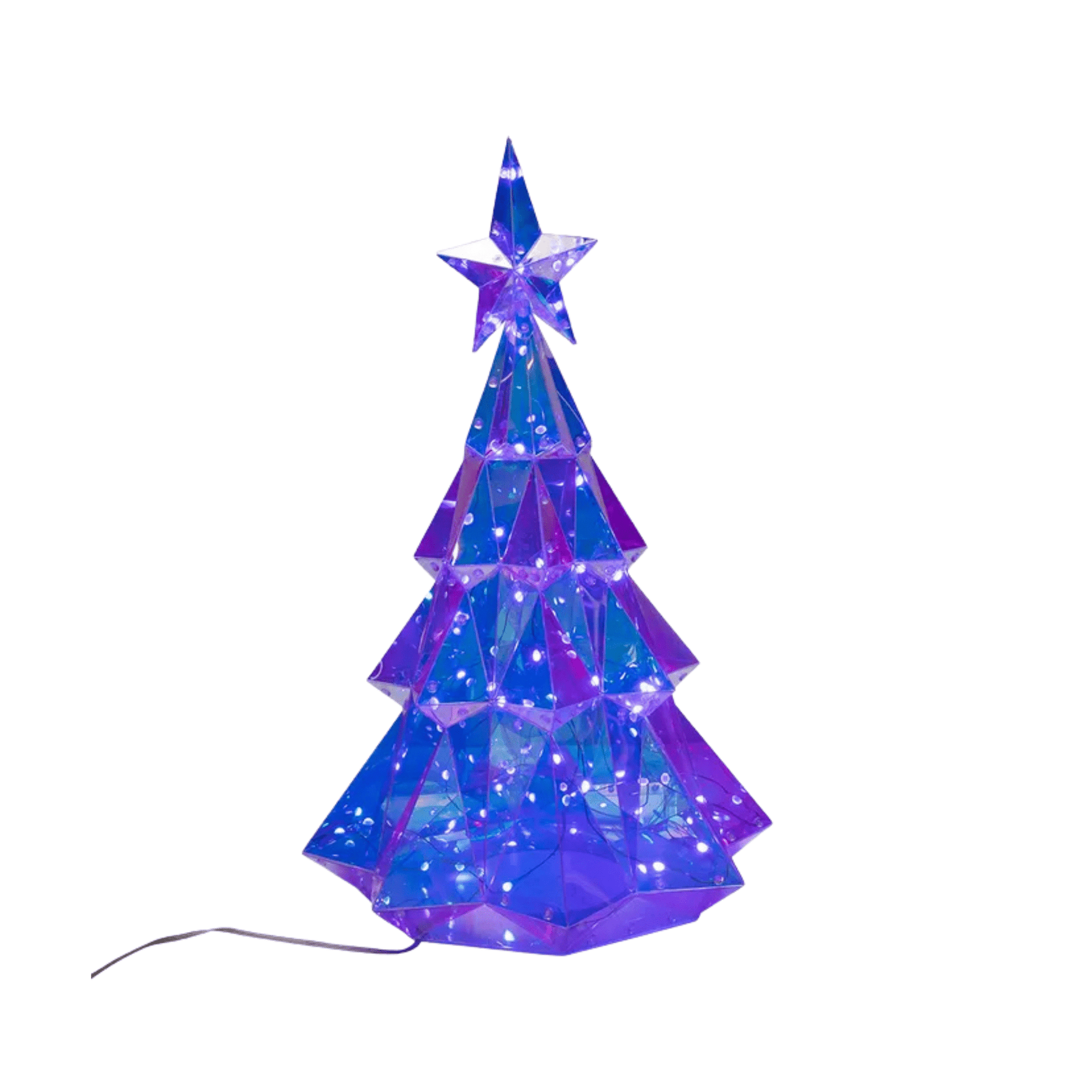 Kurt Adler 20" Pre - Lit Holographic Christmas Tree with Remote – RGB LED Lighted Tabletop Tree with Multifunction Effects, Adapter & Controller – Indoor/Outdoor Holiday Décor - Tree Treasures