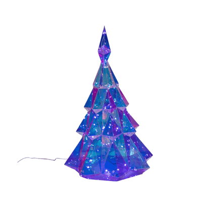 Kurt Adler 20" Pre - Lit Holographic Christmas Tree with Remote – RGB LED Lighted Tabletop Tree with Multifunction Effects, Adapter & Controller – Indoor/Outdoor Holiday Décor - Tree Treasures
