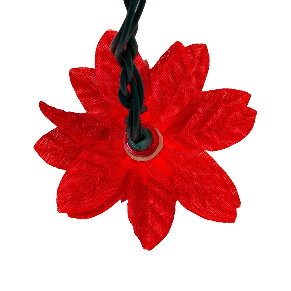 KURT ADLER 20/L RED POINSETTIA LIGHT SET - Tree Treasures
