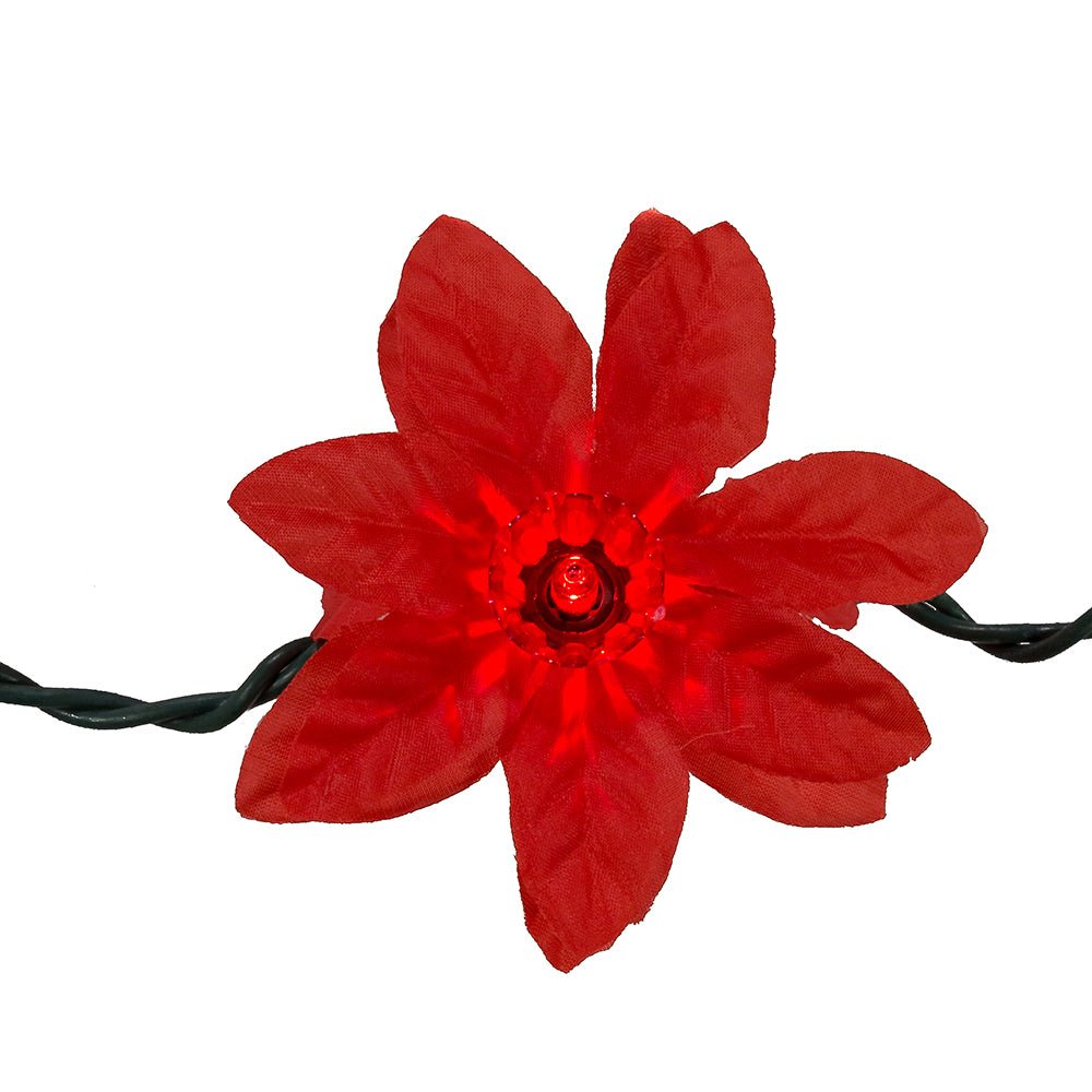KURT ADLER 20/L RED POINSETTIA LIGHT SET - Tree Treasures
