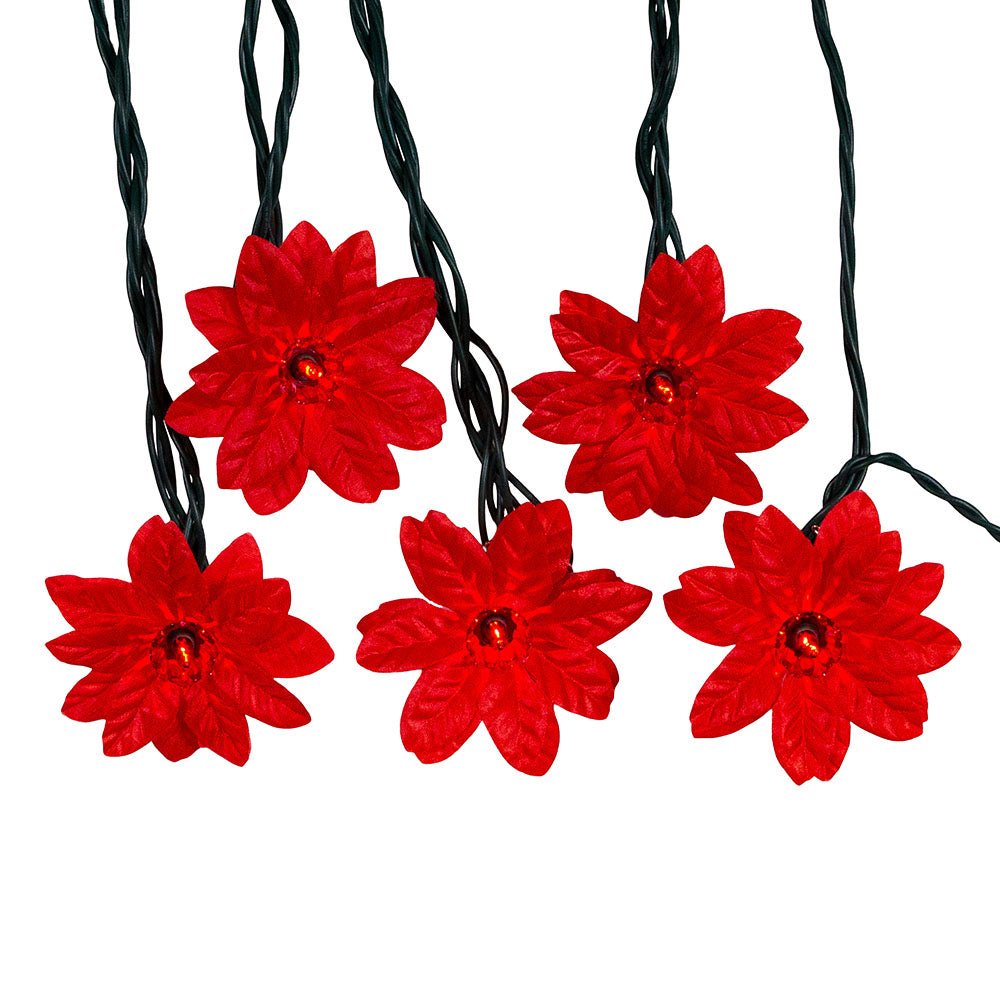 KURT ADLER 20/L RED POINSETTIA LIGHT SET - Tree Treasures