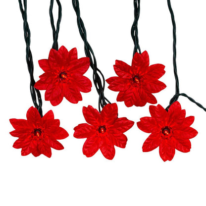 KURT ADLER 20/L RED POINSETTIA LIGHT SET - Tree Treasures