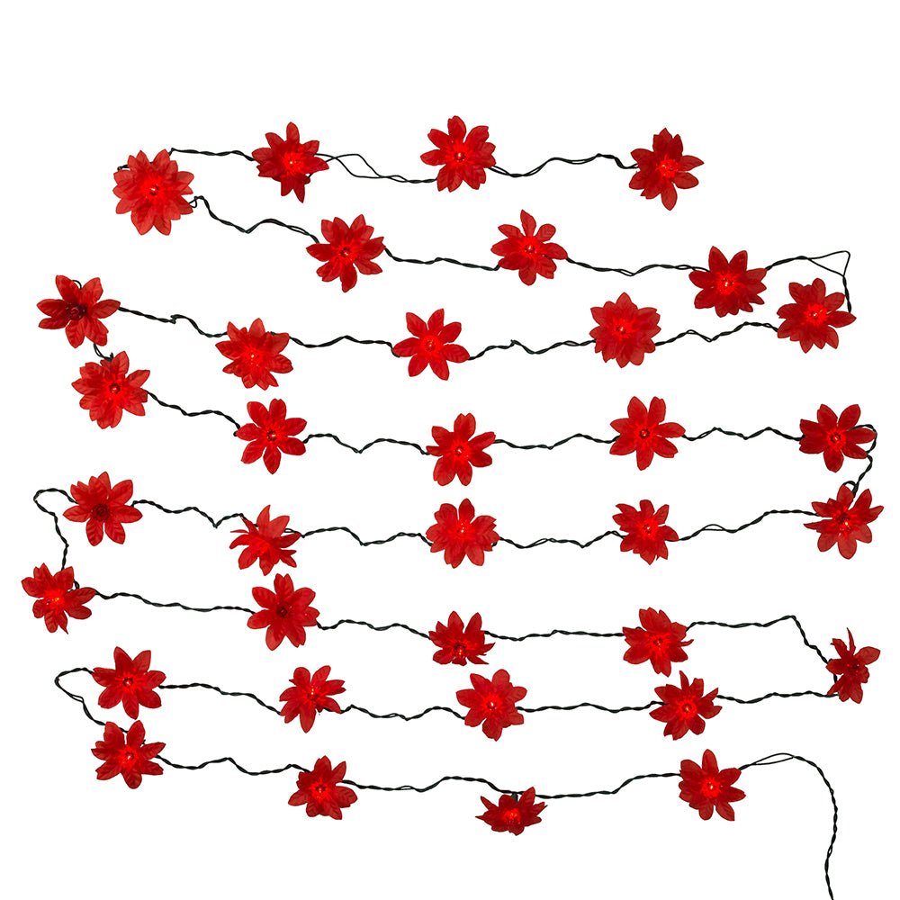 KURT ADLER 20/L RED POINSETTIA LIGHT SET - Tree Treasures