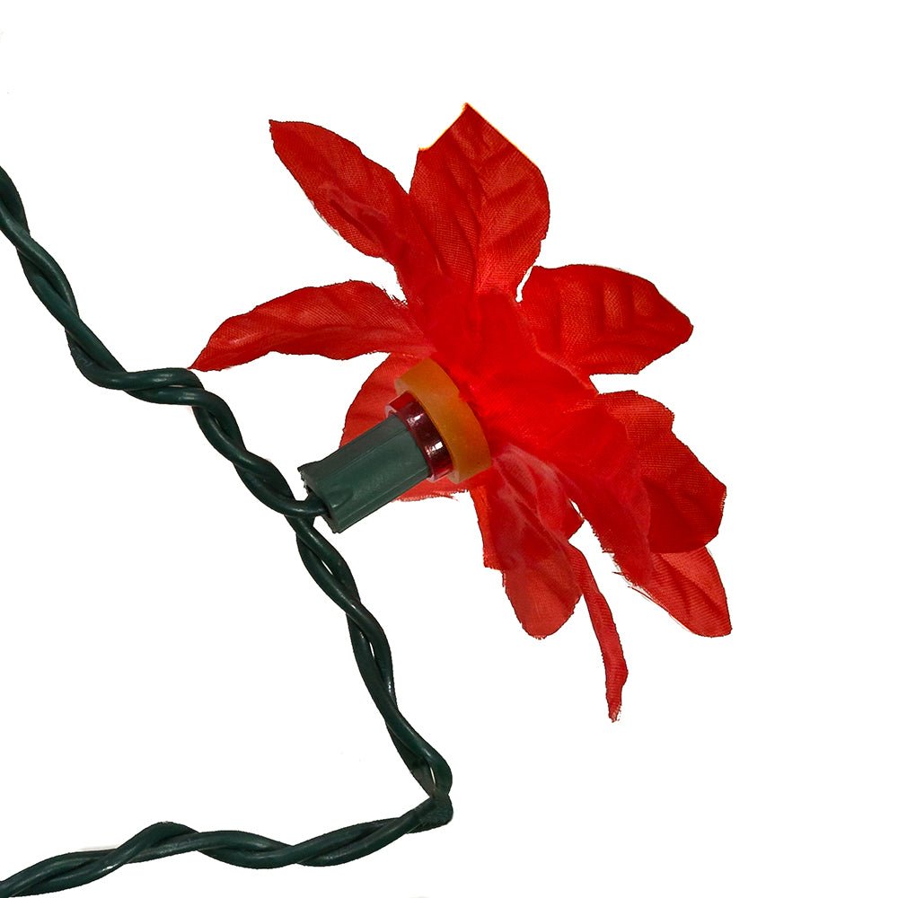 KURT ADLER 20/L RED POINSETTIA LIGHT SET - Tree Treasures