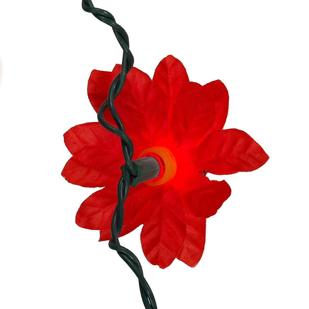 KURT ADLER 20/L RED POINSETTIA LIGHT SET - Tree Treasures