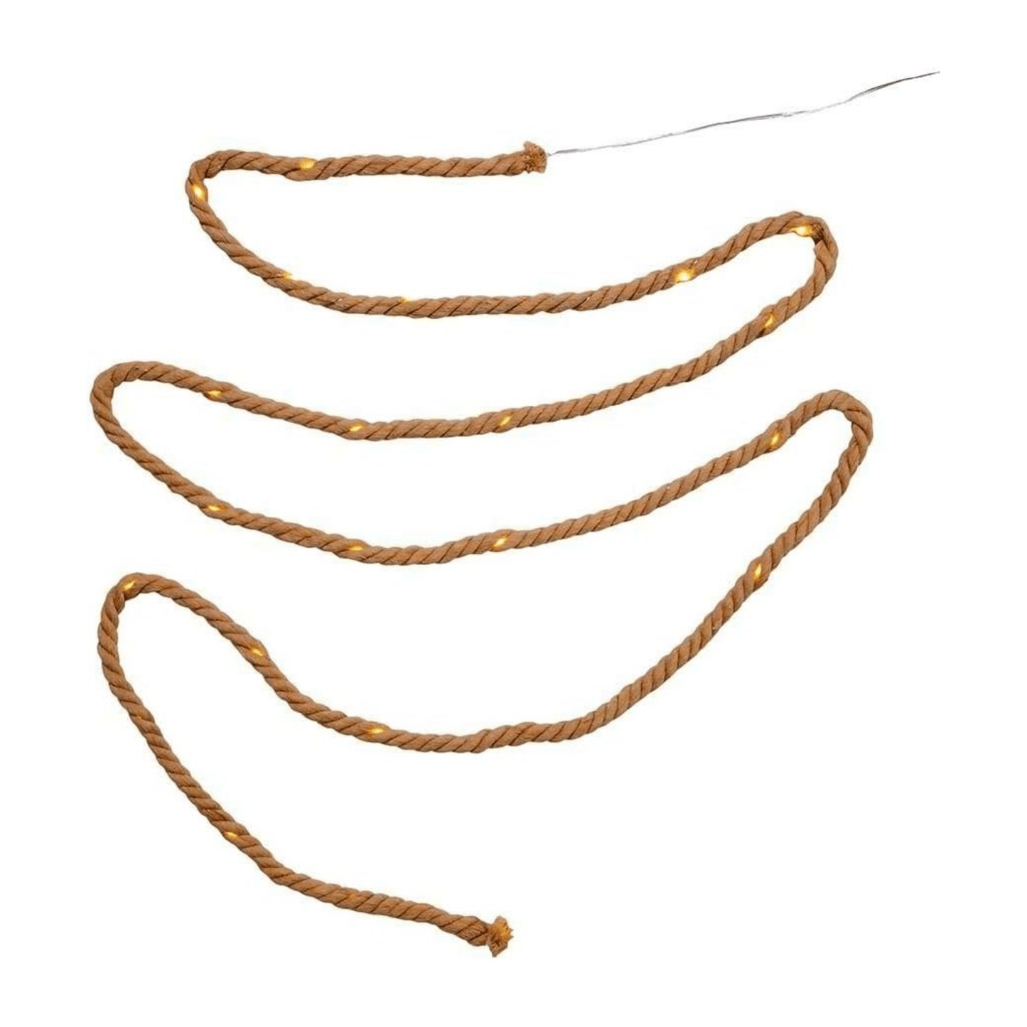 Kurt Adler 30 - Light Battery - Operated Natural Brown Rope Light Set – Warm White LED, 118" - Tree Treasures