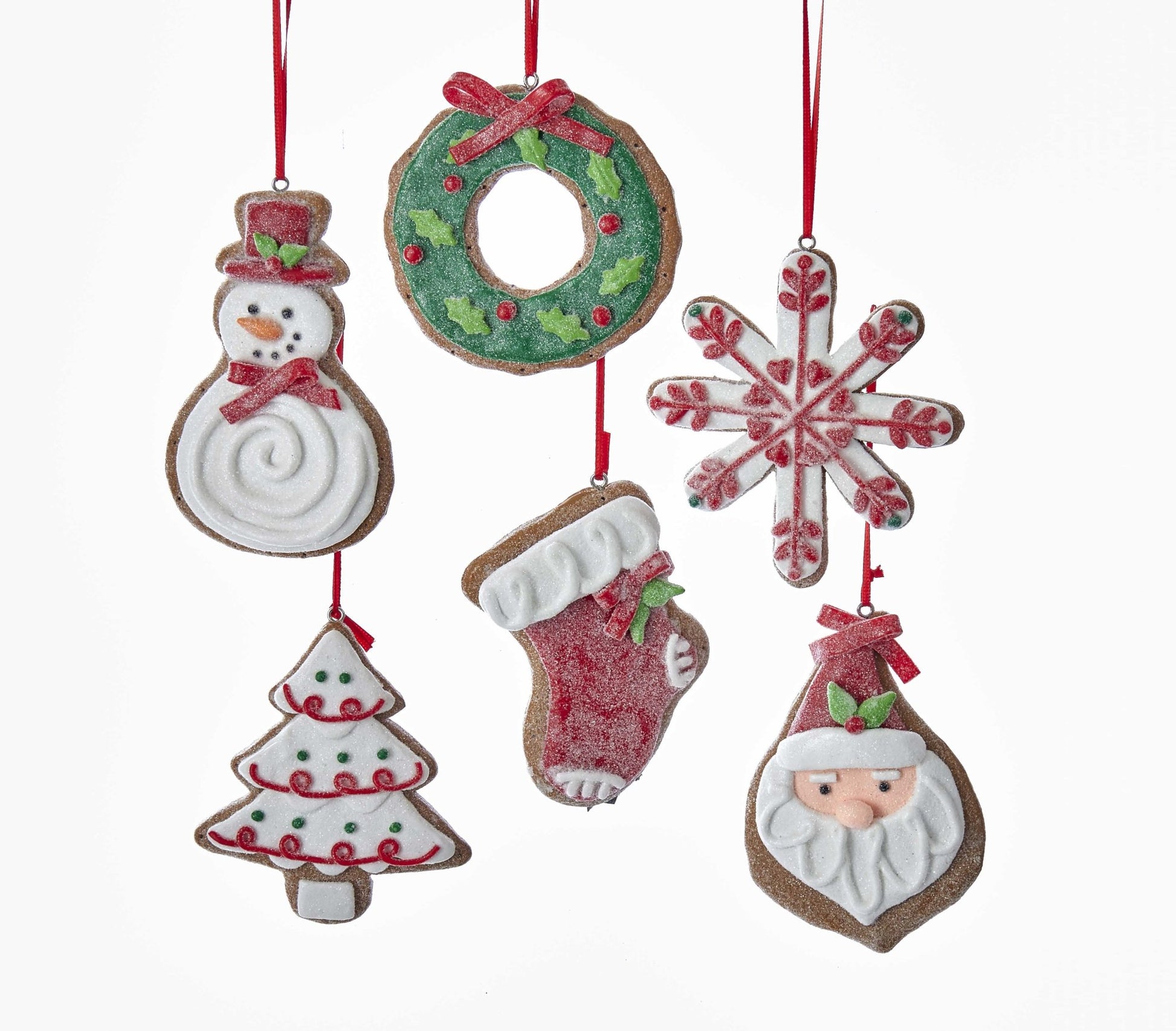 KURT ADLER 3.625" CLAYDOUGH CHRISTMAS ORNAMENT 6 ASSORTED - Tree Treasures
