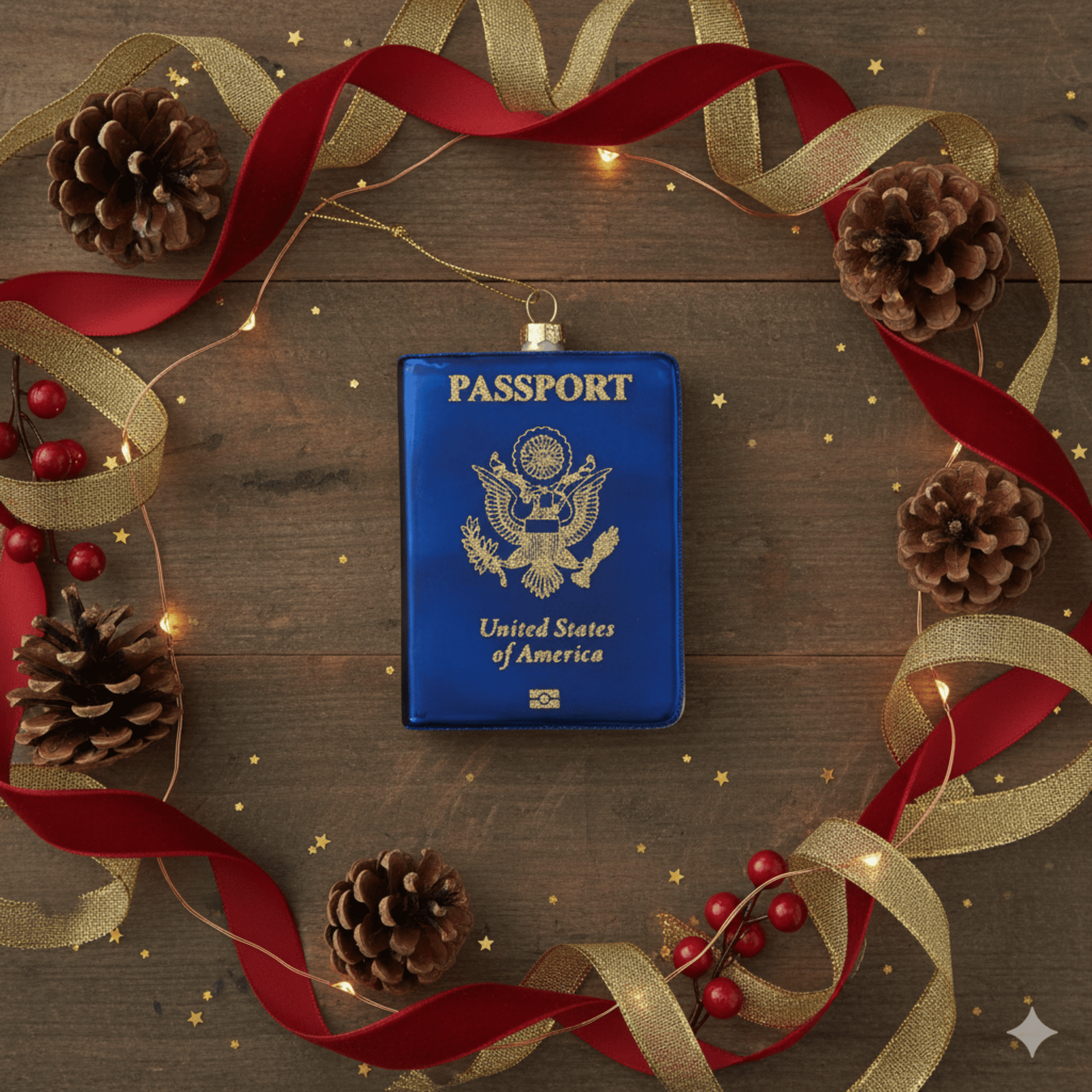 Kurt Adler 4" Blue Glass Passport Ornament - Tree Treasures