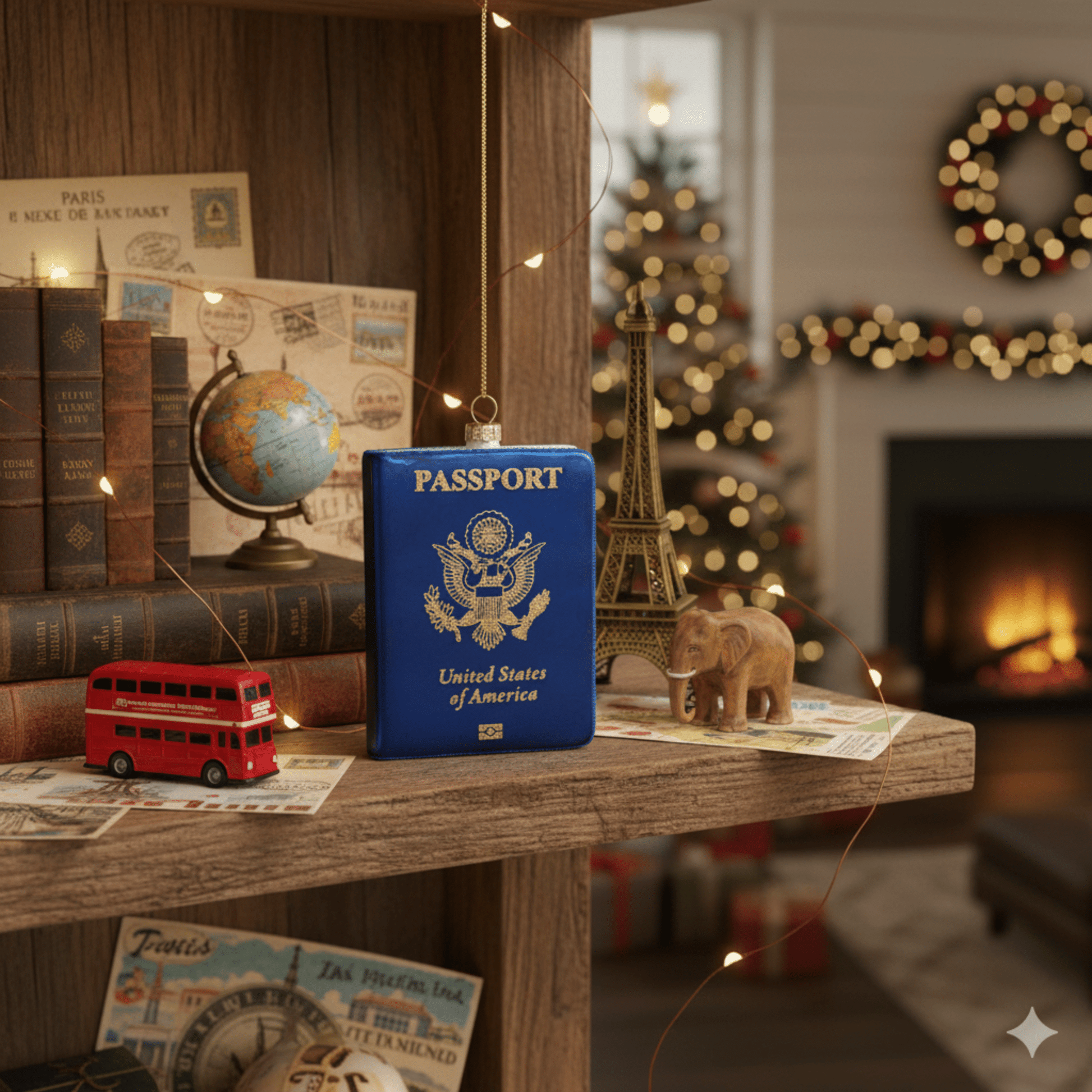 Kurt Adler 4" Blue Glass Passport Ornament - Tree Treasures