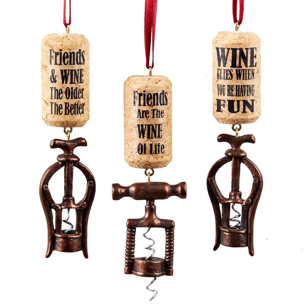 KURT ADLER 4.25" RESIN CORKSCREW ORNAMENT 3 ASSORTED - Tree Treasures