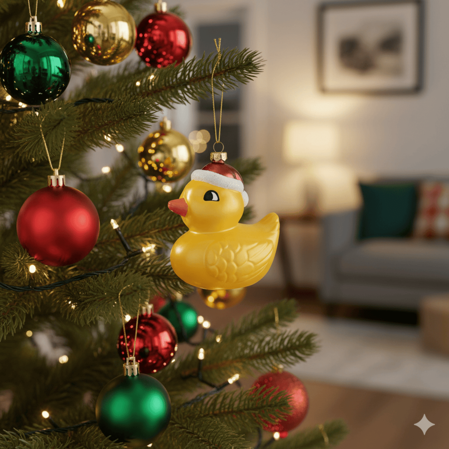 KURT ADLER 4.5" YELLOW PLASTIC DUCK ORNAMENT - Tree Treasures