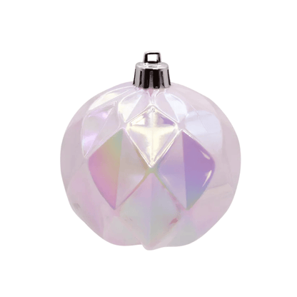 Kurt Adler 80MM Shatterproof Iridescent Concave Diamond Ball Ornaments, 4 - Piece Box – Elegant Shimmering Christmas Tree Decorations - Tree Treasures