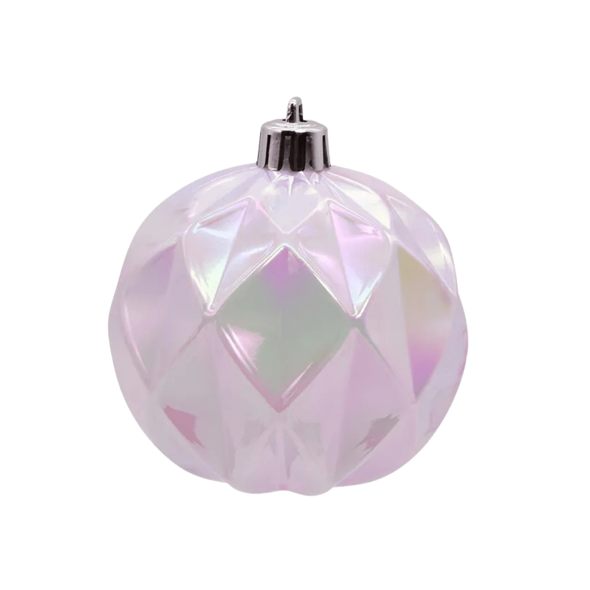 Kurt Adler 80MM Shatterproof Iridescent Concave Diamond Ball Ornaments, 4 - Piece Box – Elegant Shimmering Christmas Tree Decorations - Tree Treasures
