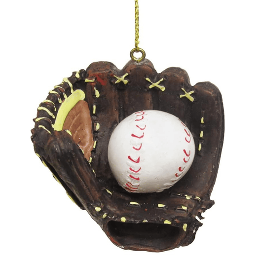 Kurt Adler Baseball and Mitt Ornament – Sports Fan Christmas Decoration - Tree Treasures