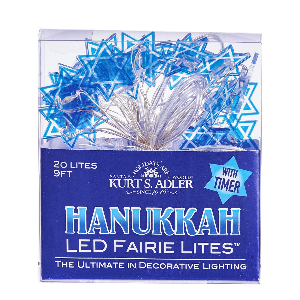 KURT ADLER BATTERY OPERATED 20 LIGHTS STAR OF DAVID LED FAIRY SET - Tree Treasures