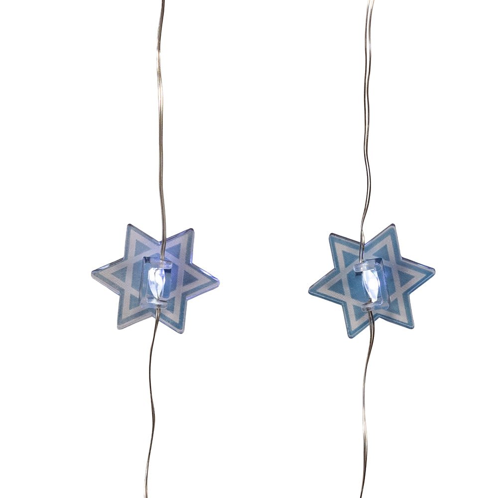 KURT ADLER BATTERY OPERATED 20 LIGHTS STAR OF DAVID LED FAIRY SET - Tree Treasures