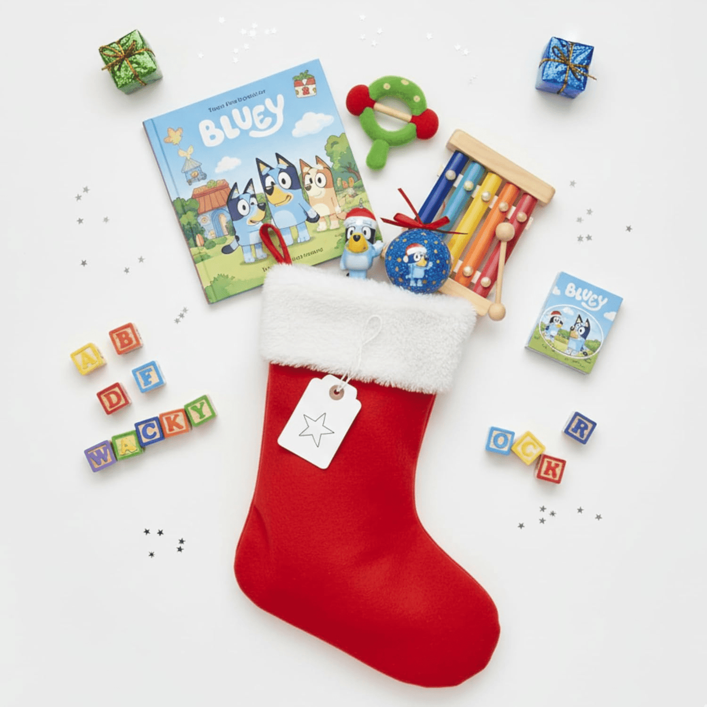 Kurt Adler Bluey Christmas Ornament Bundle – Bluey Decoupage Ornament & Bluey Santa Hat Ball Ornament - Tree Treasures