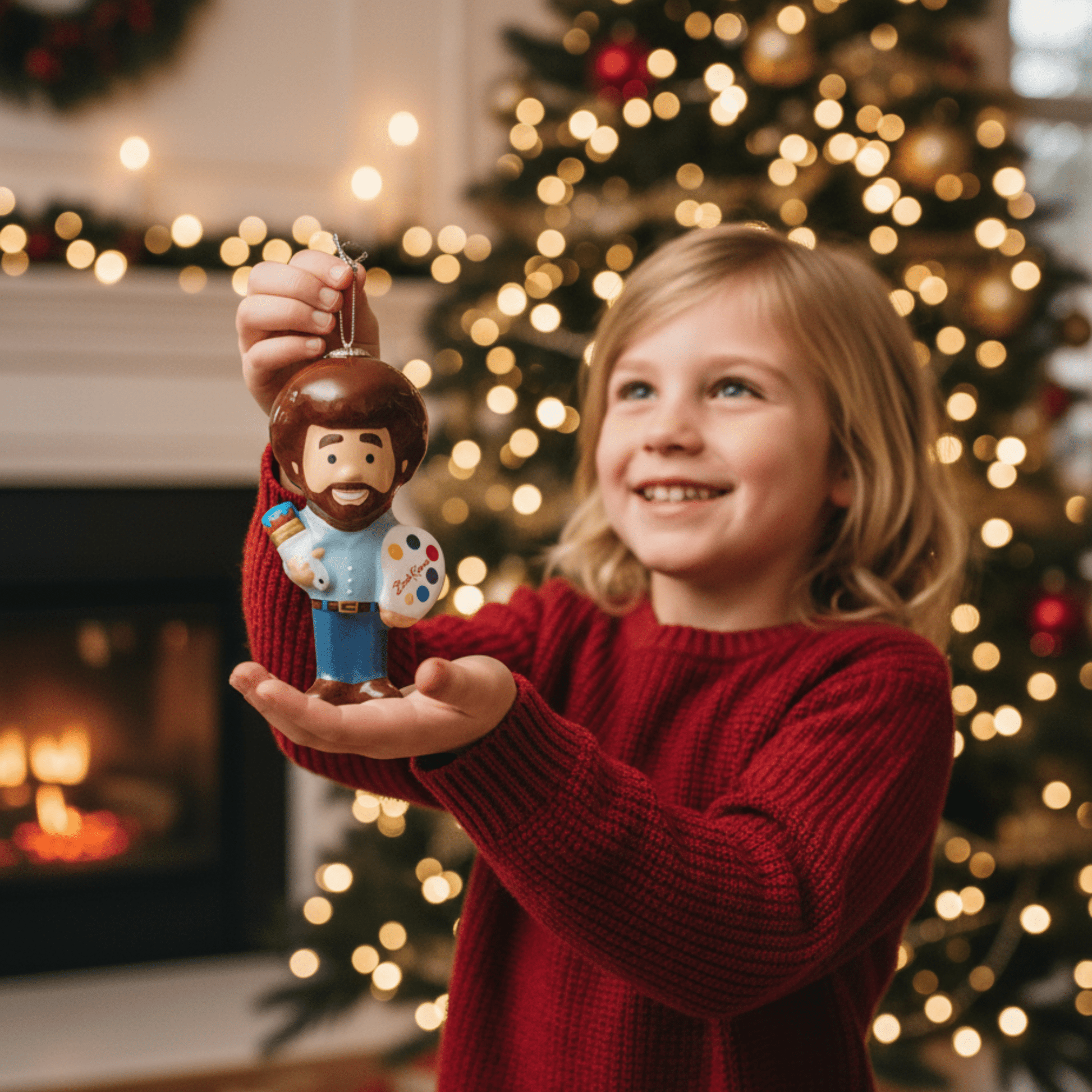 Kurt Adler Bob Ross® with Palette Decoupage Ornament, 3.5 Inches - Tree Treasures