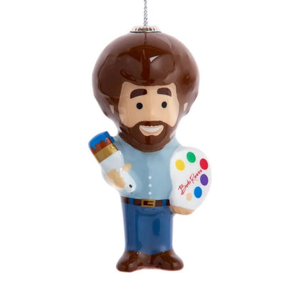 Kurt Adler Bob Ross® with Palette Decoupage Ornament, 3.5 Inches - Tree Treasures