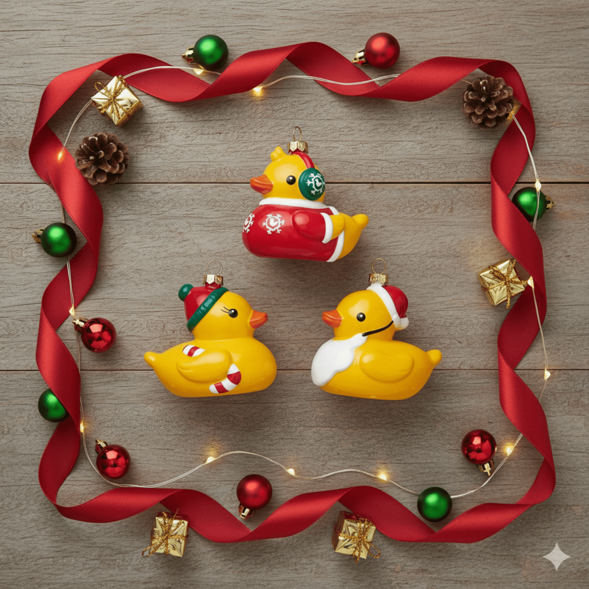 Kurt Adler Christmas Rubber Duck Ornaments, Set of 3, 3.5 Inches - Tree Treasures