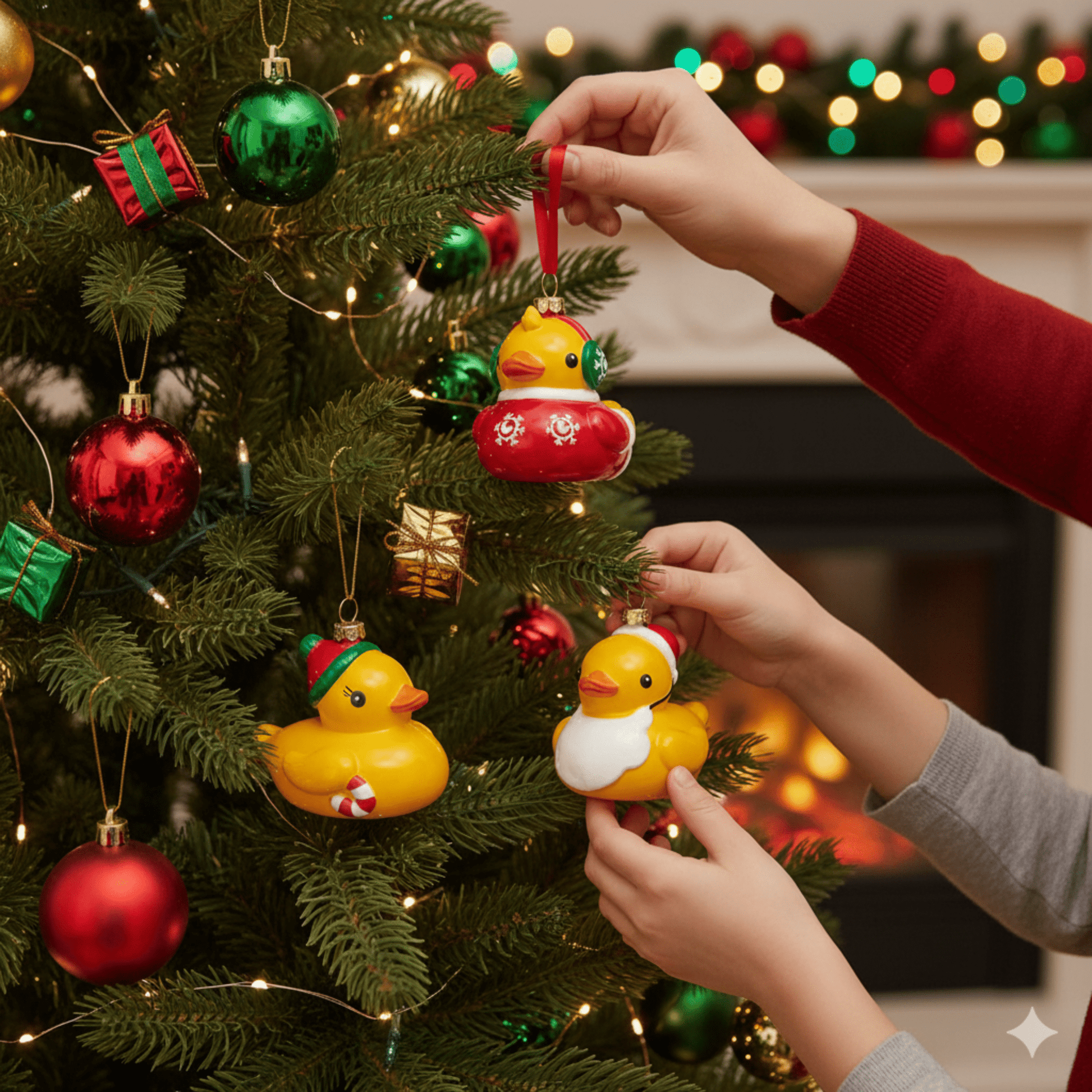 Kurt Adler Christmas Rubber Duck Ornaments, Set of 3, 3.5 Inches - Tree Treasures