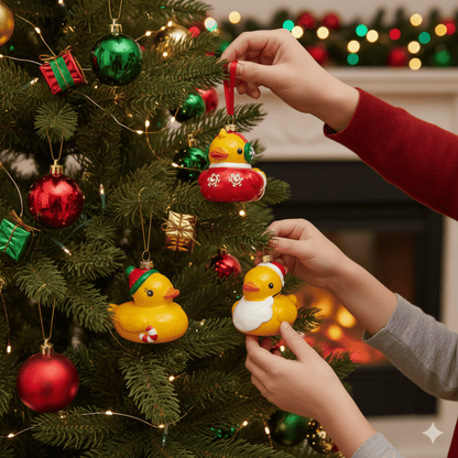 Kurt Adler Christmas Rubber Duck Ornaments, Set of 3, 3.5 Inches - Tree Treasures