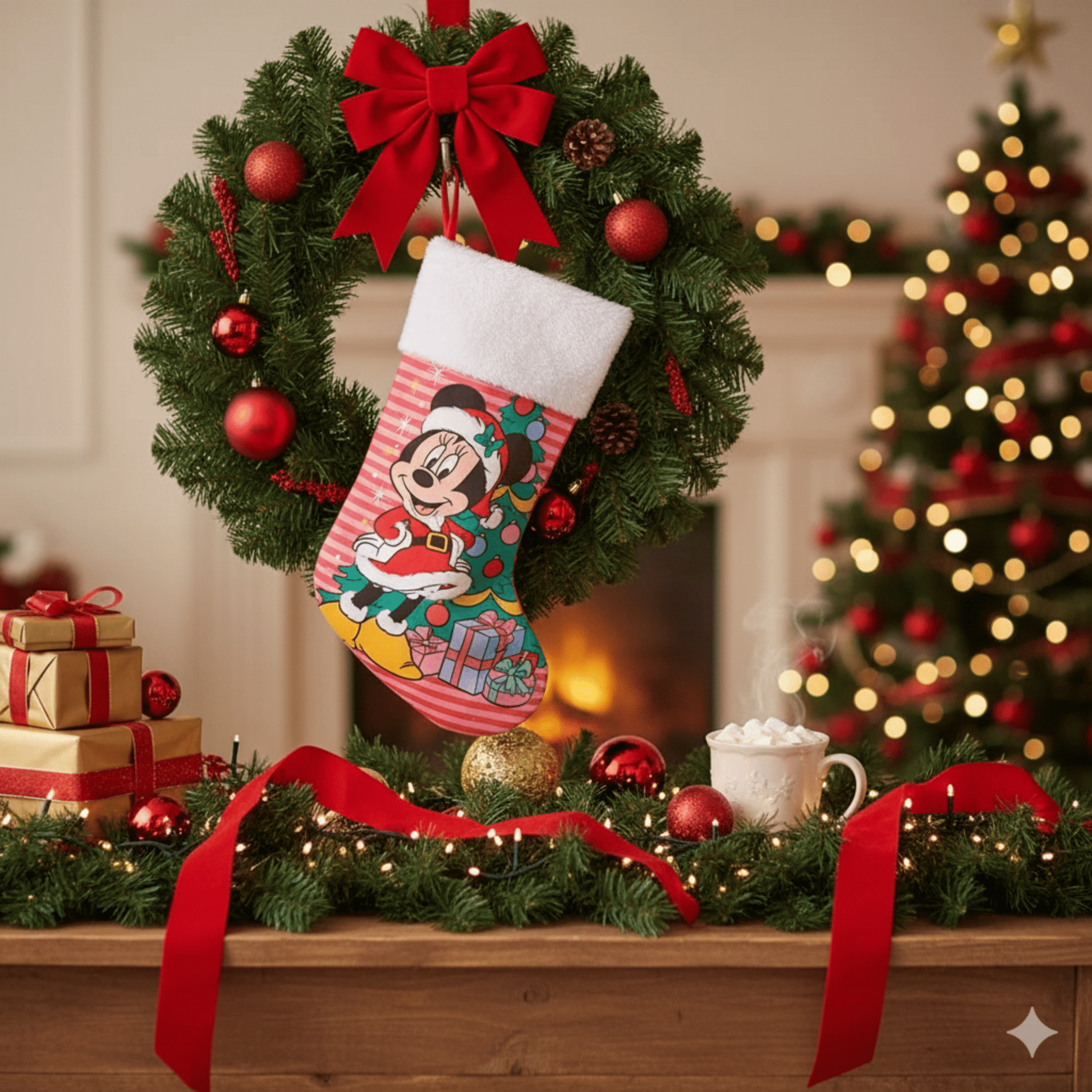 Kurt Adler Disney© Minnie Mouse With Tree Stocking, 19 Inches - Tree Treasures