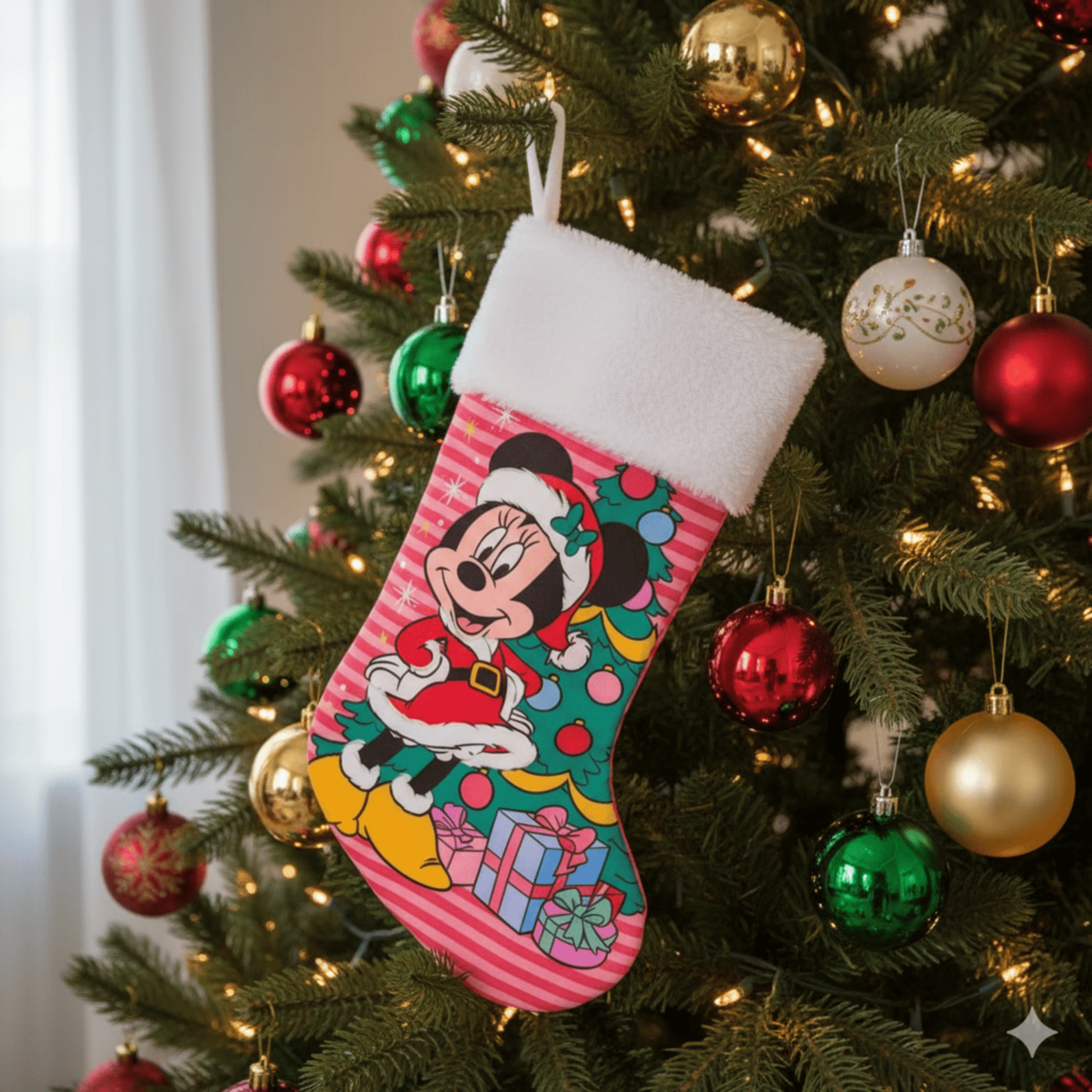 Kurt Adler Disney© Minnie Mouse With Tree Stocking, 19 Inches - Tree Treasures