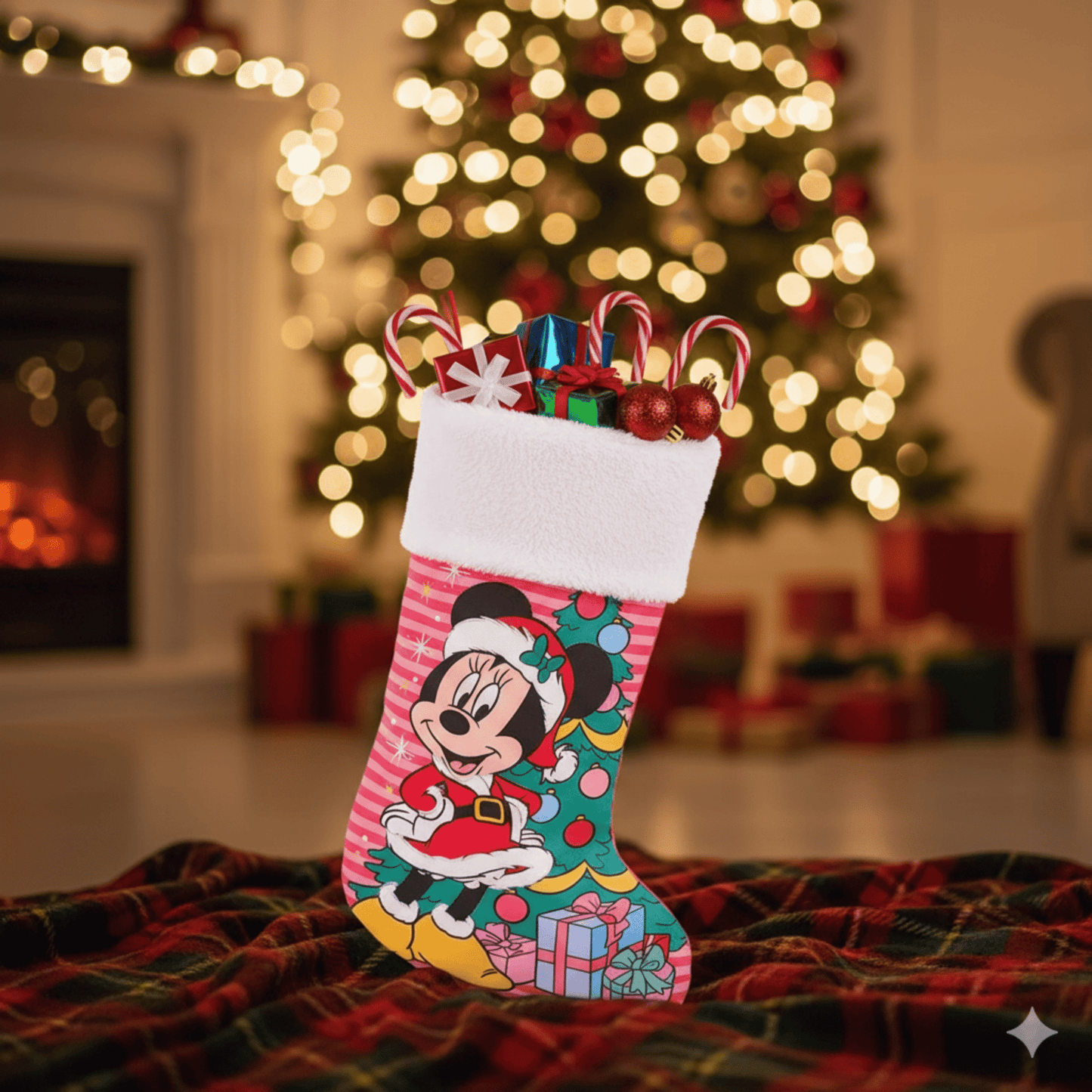 Kurt Adler Disney© Minnie Mouse With Tree Stocking, 19 Inches - Tree Treasures