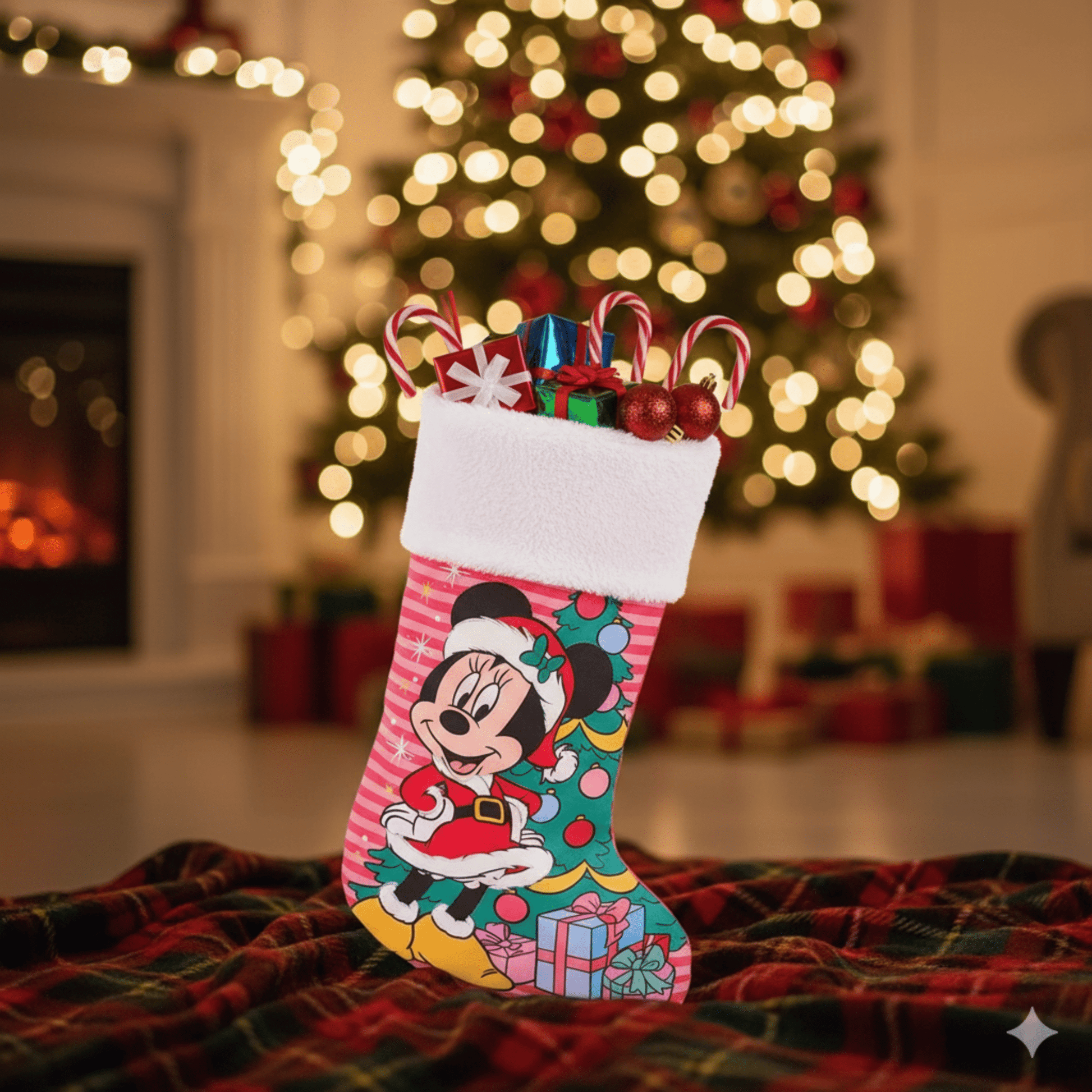 Kurt Adler Disney© Minnie Mouse With Tree Stocking, 19 Inches - Tree Treasures