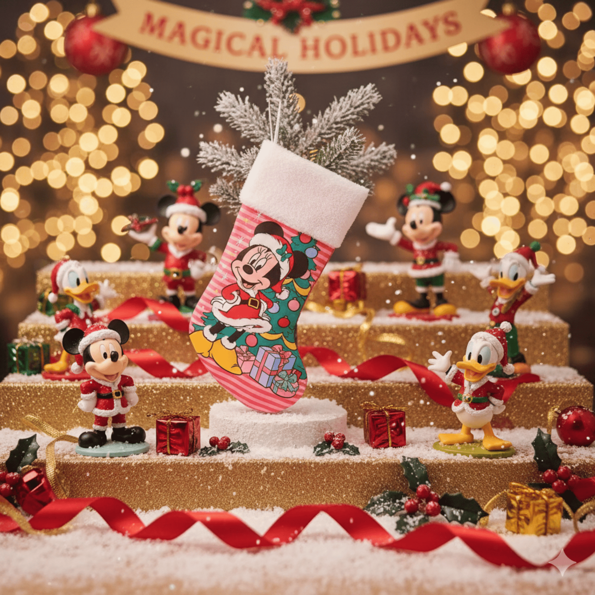 Kurt Adler Disney© Minnie Mouse With Tree Stocking, 19 Inches - Tree Treasures