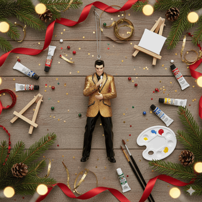 KURT ADLER ELVIS IN GOLD JACKET BLOW MOLD ORNAMENT - Tree Treasures