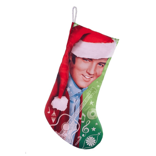 Kurt Adler Elvis Presley with Santa Hat 19" Christmas Stocking – Officially Licensed - Tree Treasures