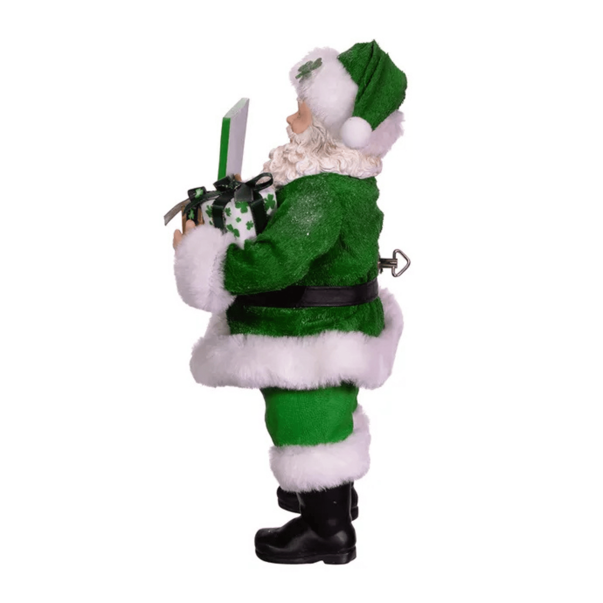 Kurt Adler Fabriché™ Musical Irish Santa Figurine Holding a Sign, 10.5 Inches - Tree Treasures
