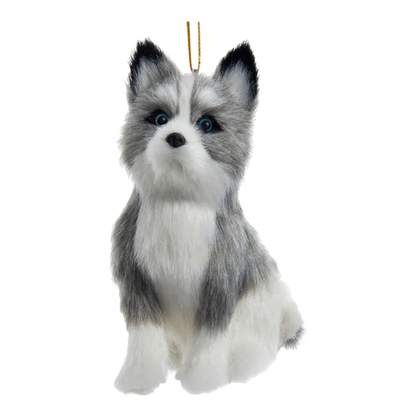 Kurt Adler Furry Husky Dog Christmas Ornament – Grey & White, 4 x 3" - Tree Treasures