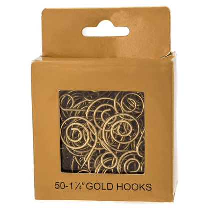 Kurt Adler Gold Ornament Hooks – 1.25" Swirled Design, Set of 50 - Tree Treasures