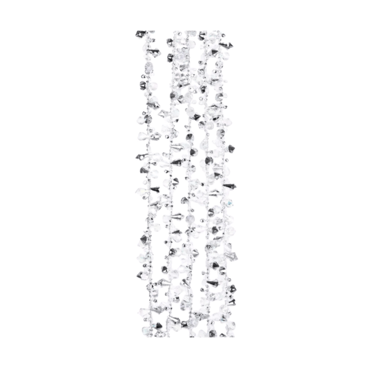 Kurt Adler Iridescent and Silver Beaded Garland – Elegant Christmas Tree Decoration and Winter Party Décor - Tree Treasures