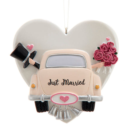 Kurt Adler “Just Married” Wedding Car Ornament for Personalization - Tree Treasures