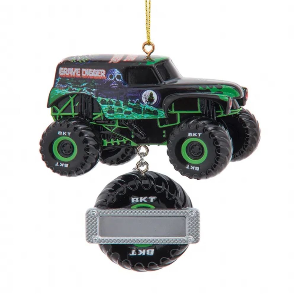 Kurt Adler Monster Jam® Grave Digger Ornament For Personalization, 3.5 Inches - Tree Treasures