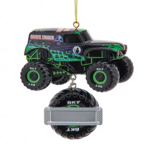 Kurt Adler Monster Jam® Grave Digger Ornament For Personalization, 3.5 Inches - Tree Treasures