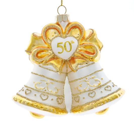 Kurt Adler Noble Gems™ Glass "50th Anniversary" Bell Ornament, 4 Inches - Tree Treasures