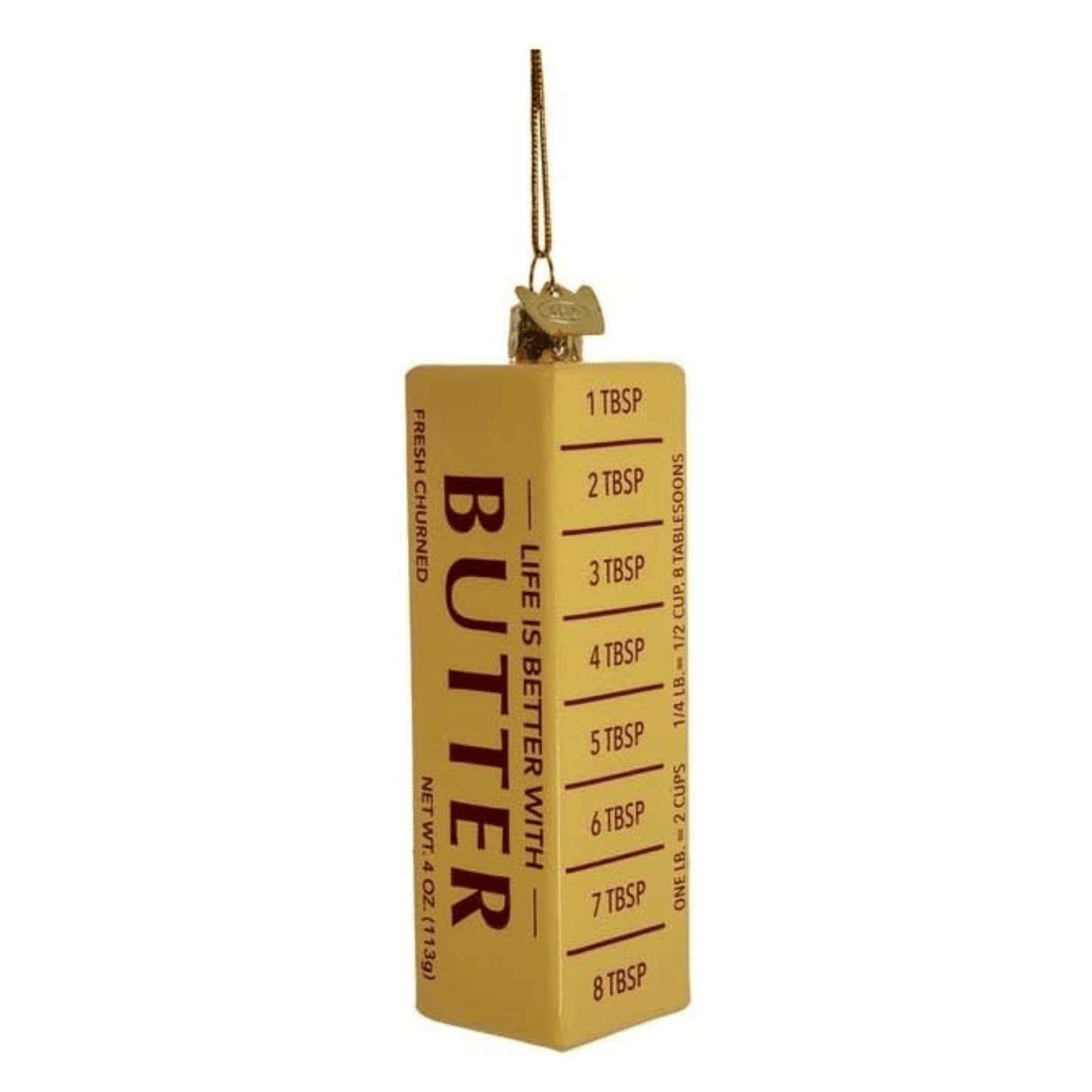 Kurt Adler Noble Gems™ Glass Butter Ornament – Holiday Kitchen Christmas Decoration - Tree Treasures