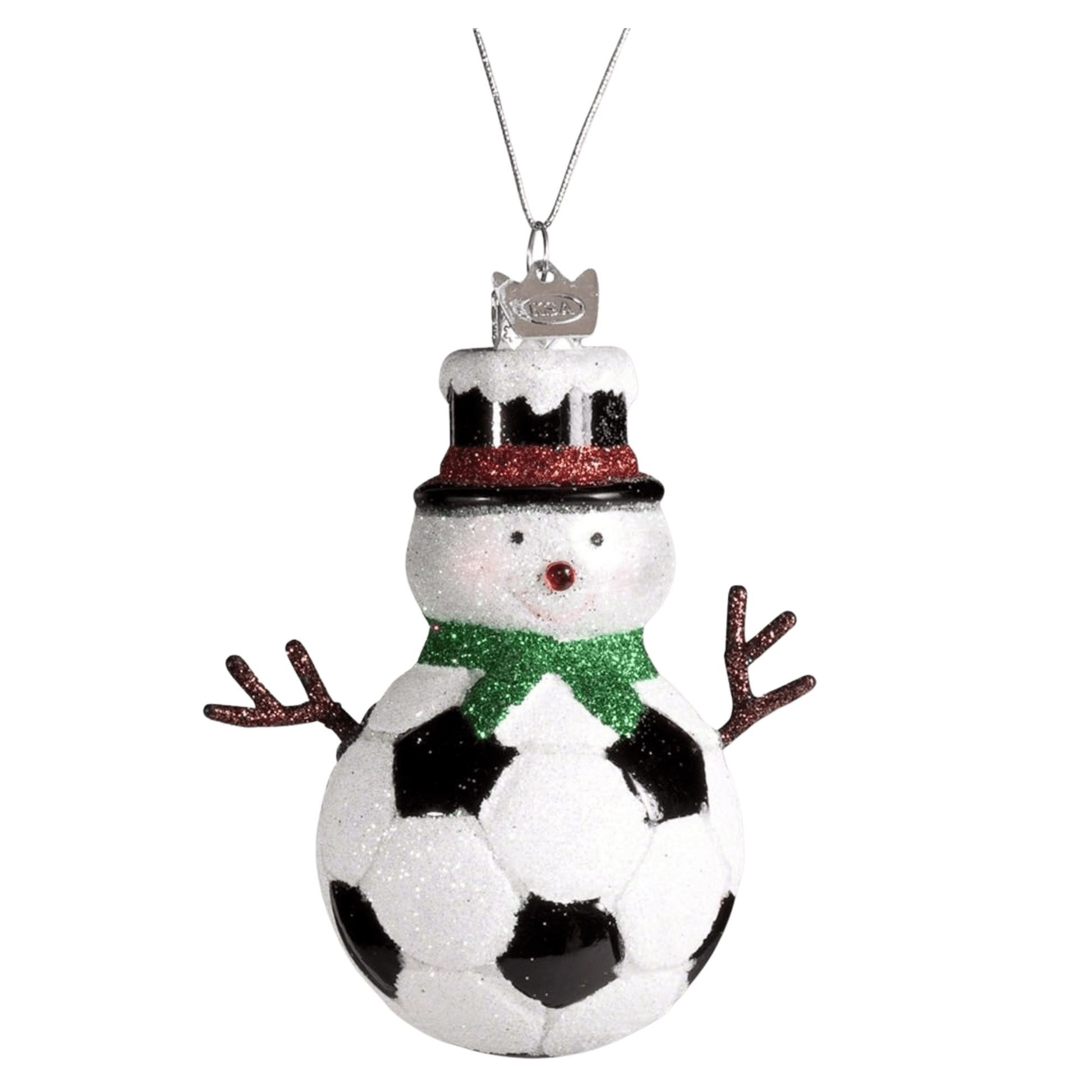 Kurt Adler Noble Gems™ Glass Soccer Snowman Ornament – Festive Hand - Painted Christmas Decoration - Tree Treasures