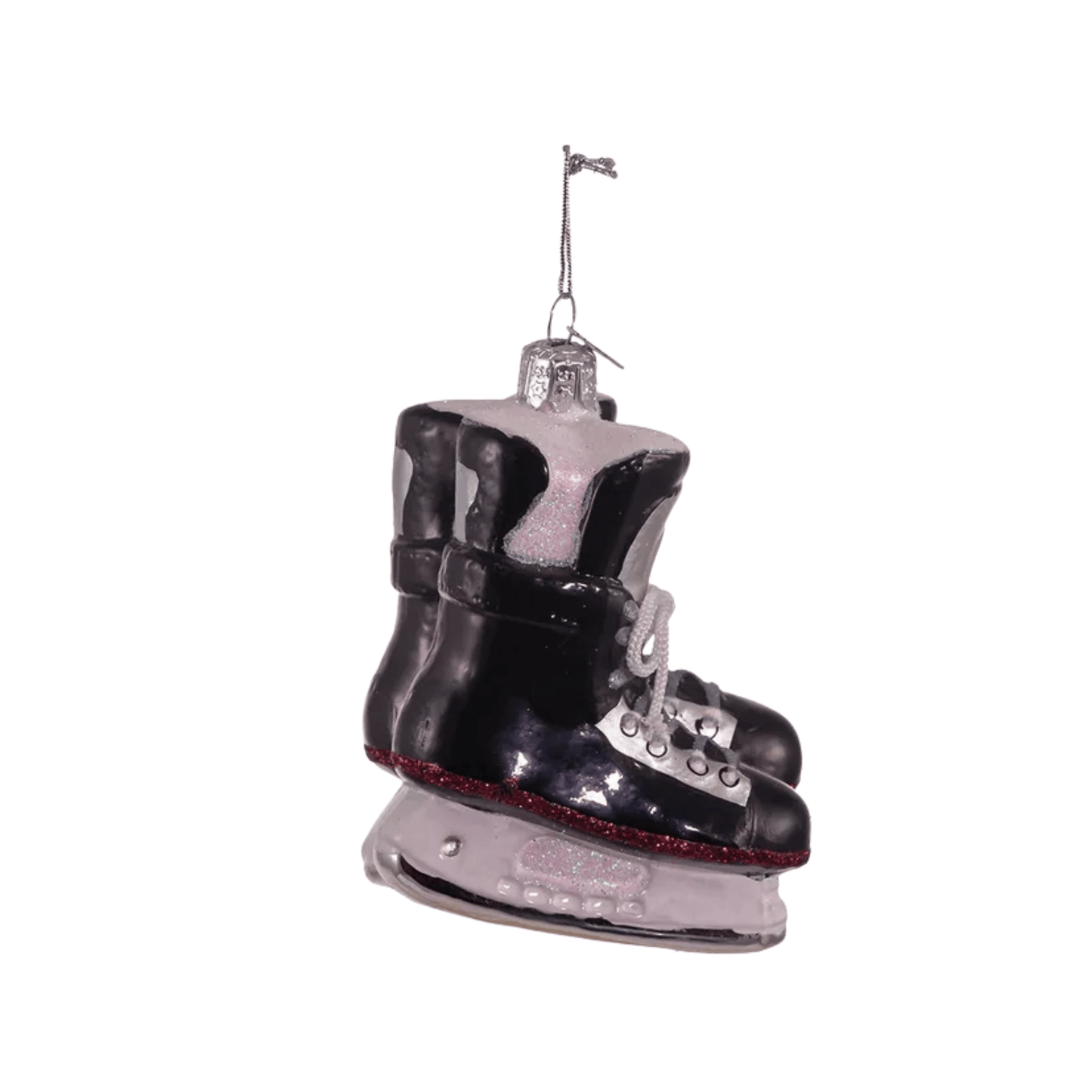 Kurt Adler Noble Gems™ Ice Hockey Skates Glass Ornament – Sports Christmas Tree Decoration for Hockey Fans - Tree Treasures