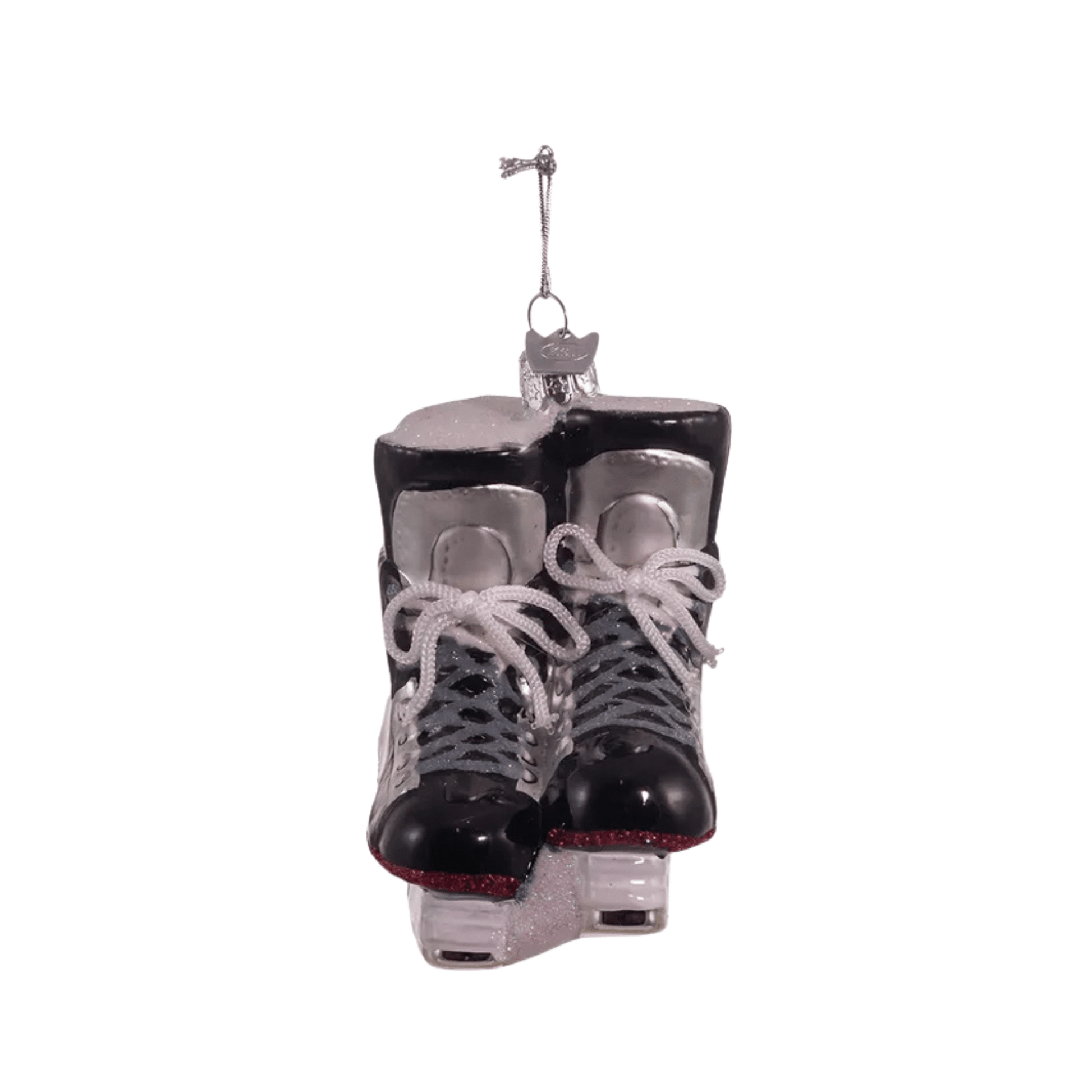 Kurt Adler Noble Gems™ Ice Hockey Skates Glass Ornament – Sports Christmas Tree Decoration for Hockey Fans - Tree Treasures