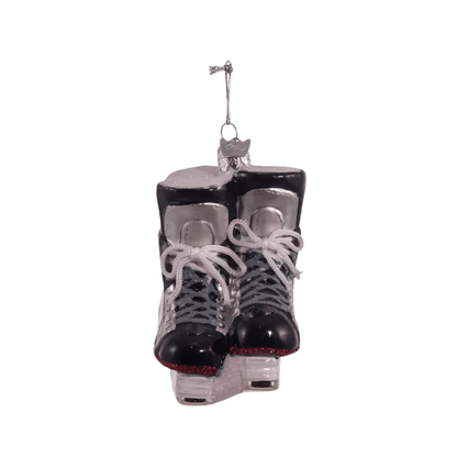 Kurt Adler Noble Gems™ Ice Hockey Skates Glass Ornament – Sports Christmas Tree Decoration for Hockey Fans - Tree Treasures